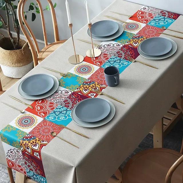 Modern Bohemian Datura Printing Waterproof Table Tablecloth Wedding Decoration Rectangular Coffee Tablescover Mantel Antimanchas