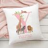Personalized Pillow Case Initial with Name  Safari Animal  Pillow Cover Kids Bedroom Wild Party Decor Kids Birthday Shower Gift