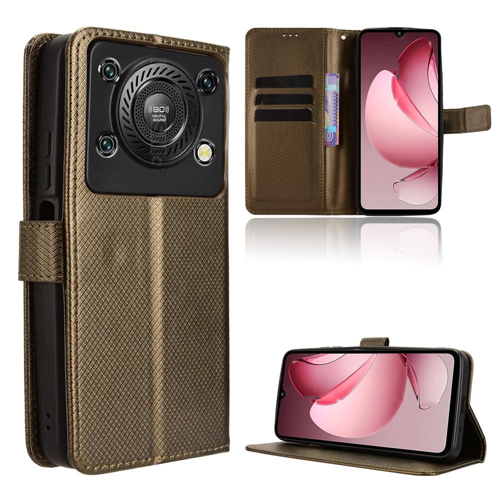 For Oukitel C60 Pro/Oukitel C60 Leather Wallet Case with Strap Diamond Texture Phone Cover