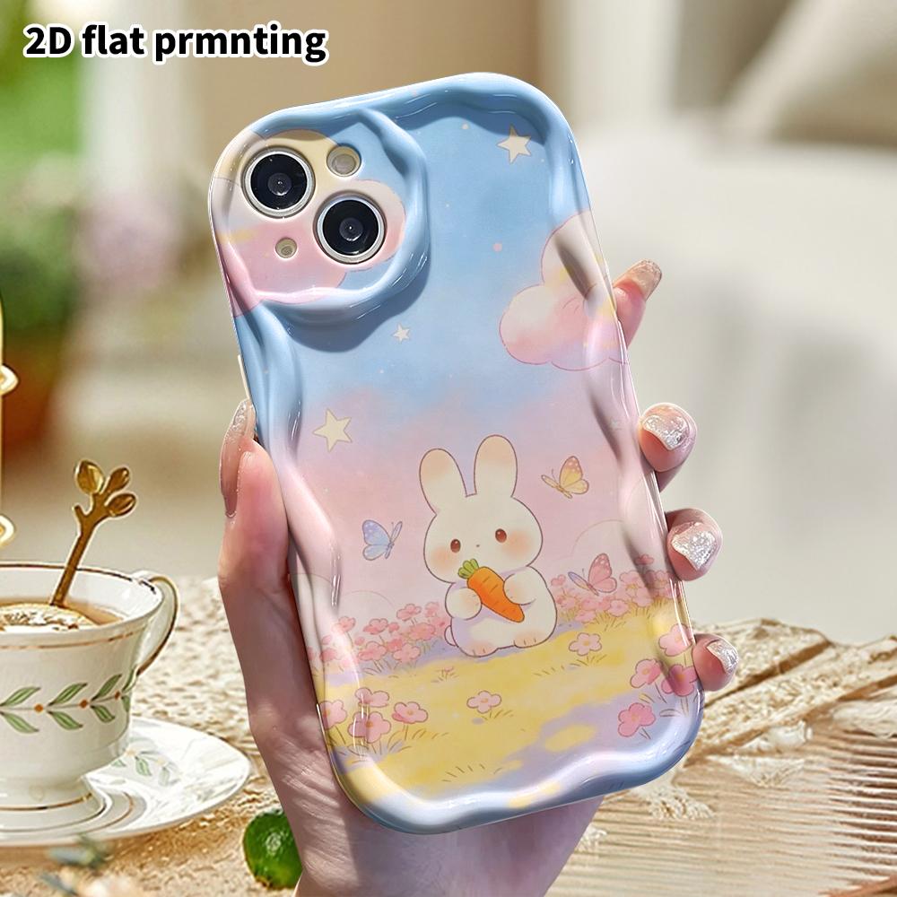 Phone Case: 2D Flat Design, Suitable for Protective Cases for iPhone 18, 17, 16, 15, 14, 13, 12 Pro; Phone Decoration, a Sea of Flowers Holding a Carr