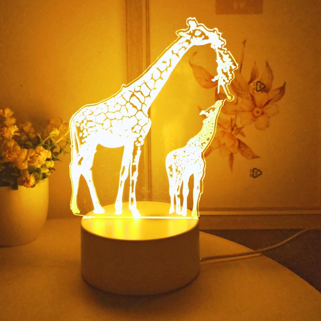 USB powered 3D creative giraffe night light - cute animal home decoration light, perfect birthday or holiday gift