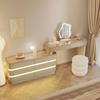 Elegant Solid Wood Vanity Table with Integrated Mirror and Drawers for Bedroom