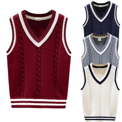 Kinder Unisex Mädchen Jungen Uniform Pullover Weste V-Ausschnitt ärmellose Pullover Weste Tops