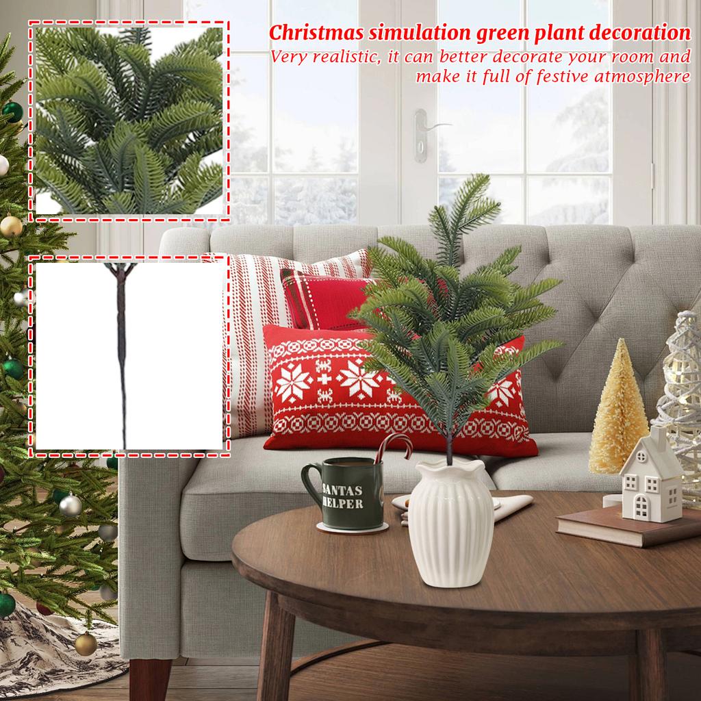 Simulovaná větev Jedna dekorativní vánoční zelená rostlina Ozdoby Pokojové doplňky pro aranžování květin