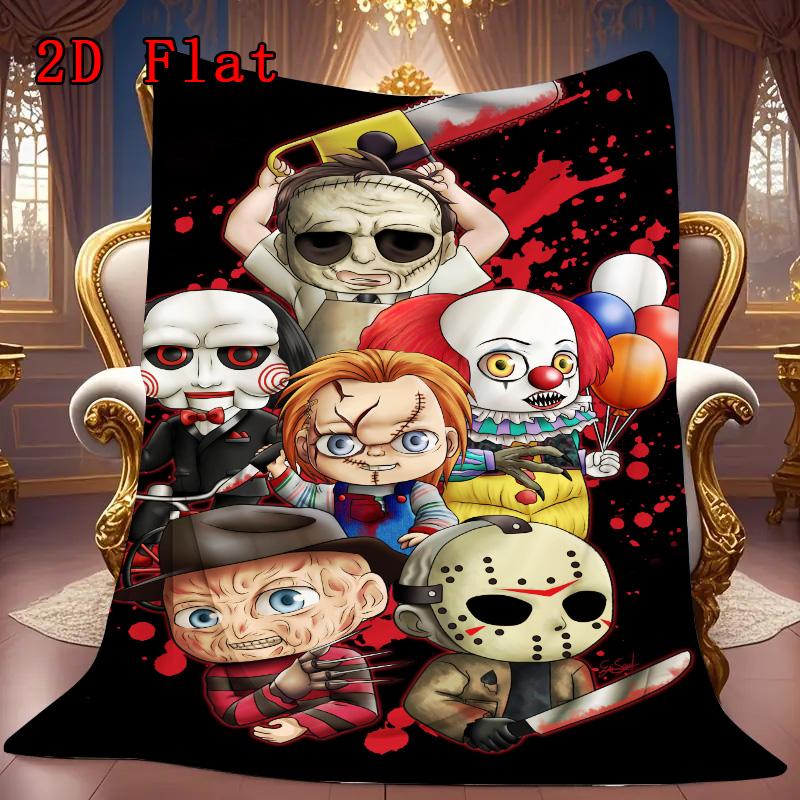 Spooky cartoon character 2D Flat Pattern Flannel Blanket High quality All Seasons Warmth and Comfort Perfect for Christmas Gifts.PMT0914412