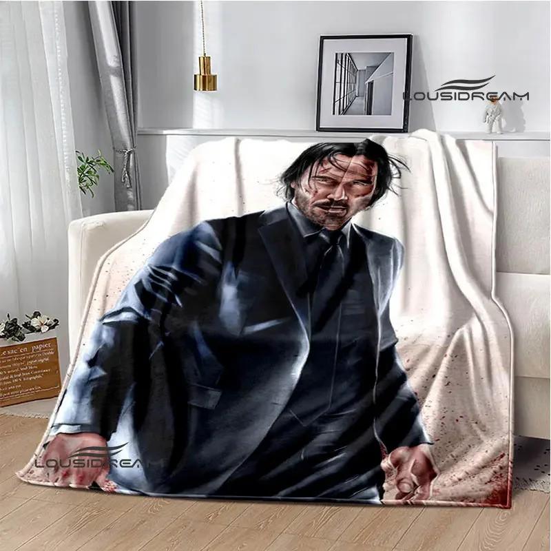 Film John Wick bedruckte Decke Picknickdecke Warme Decke Weich und bequem Heimreise Decke Bettwäsche Geburtstagsgeschenk