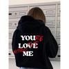 Women'S Fleece Shoulder Sleeve Sweater Plain Letter Print Kangaroo Pocket Drawstring Print Hoodie