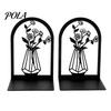 L-shaped Bookend 1 Pair Flower Metal Bookends, Decorative Vase Book Ends for Non-slip Shelves, Black Holder Stopper Home Office Reading Room