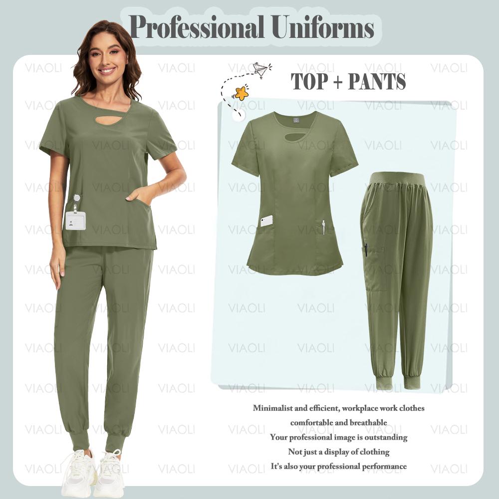 Multicolour Jogger Suit Doctor Nursing Uniform Pocket Top Pants Nurse Scrub Set Medical Clinical Clothes Surgical Uniforms Woman