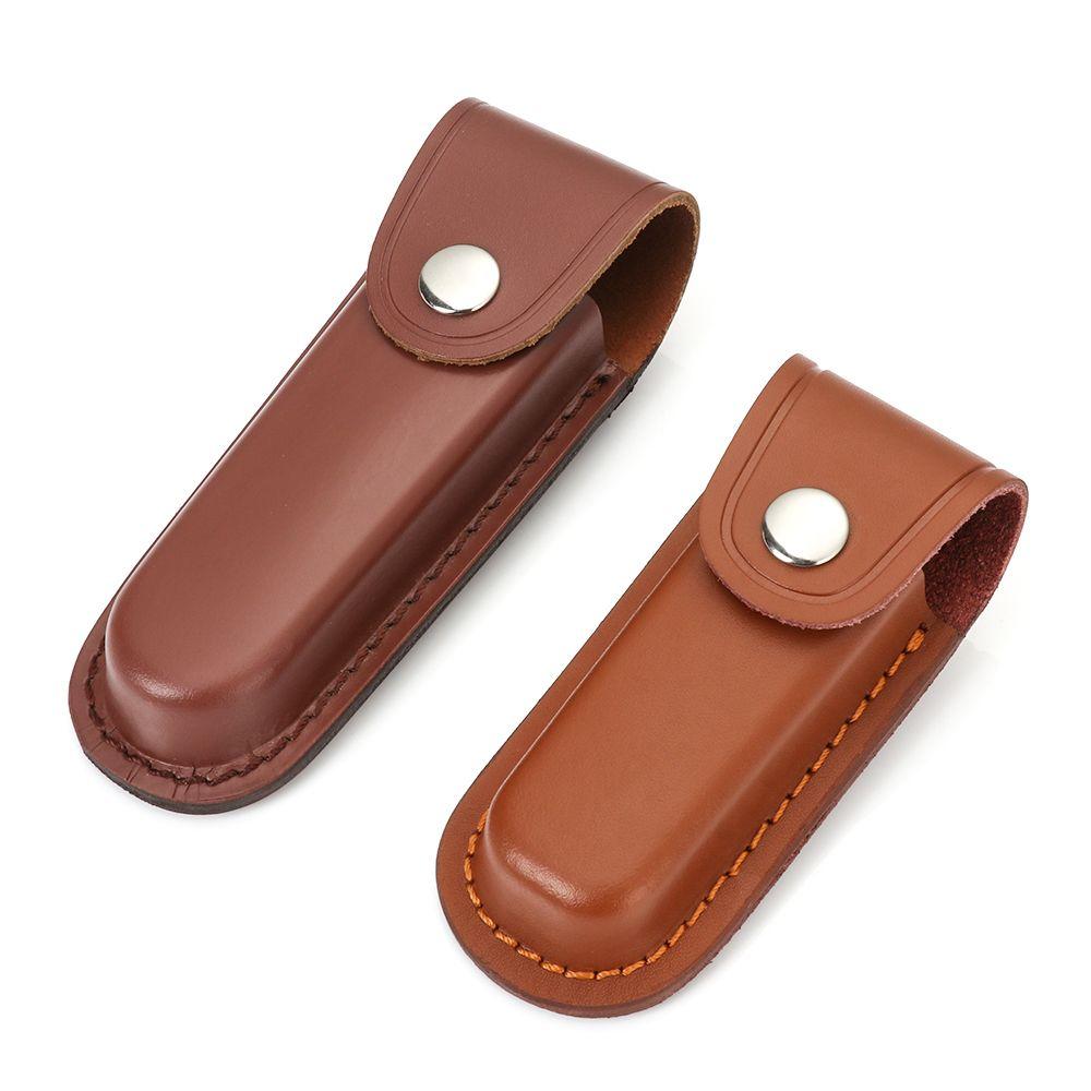 Fourreau de couteau pliant marron, outil, lampe de poche, boucle de ceinture, étui, étui en cuir, poche, chasse, camp, équipement de transport en plein air