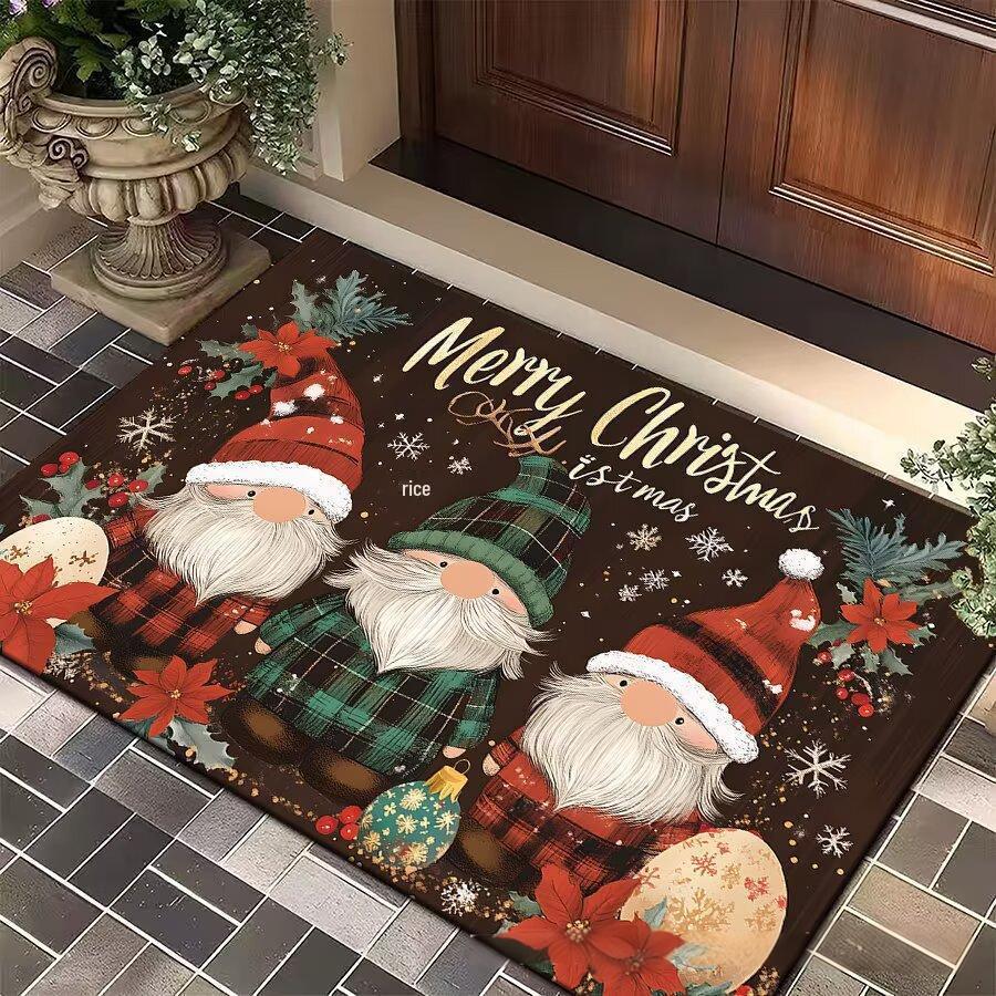 Christmas Crystal Velvet Non-Slip Entrance Doormat - Water-Absorbent and Dirt-Resistant Foot Pad