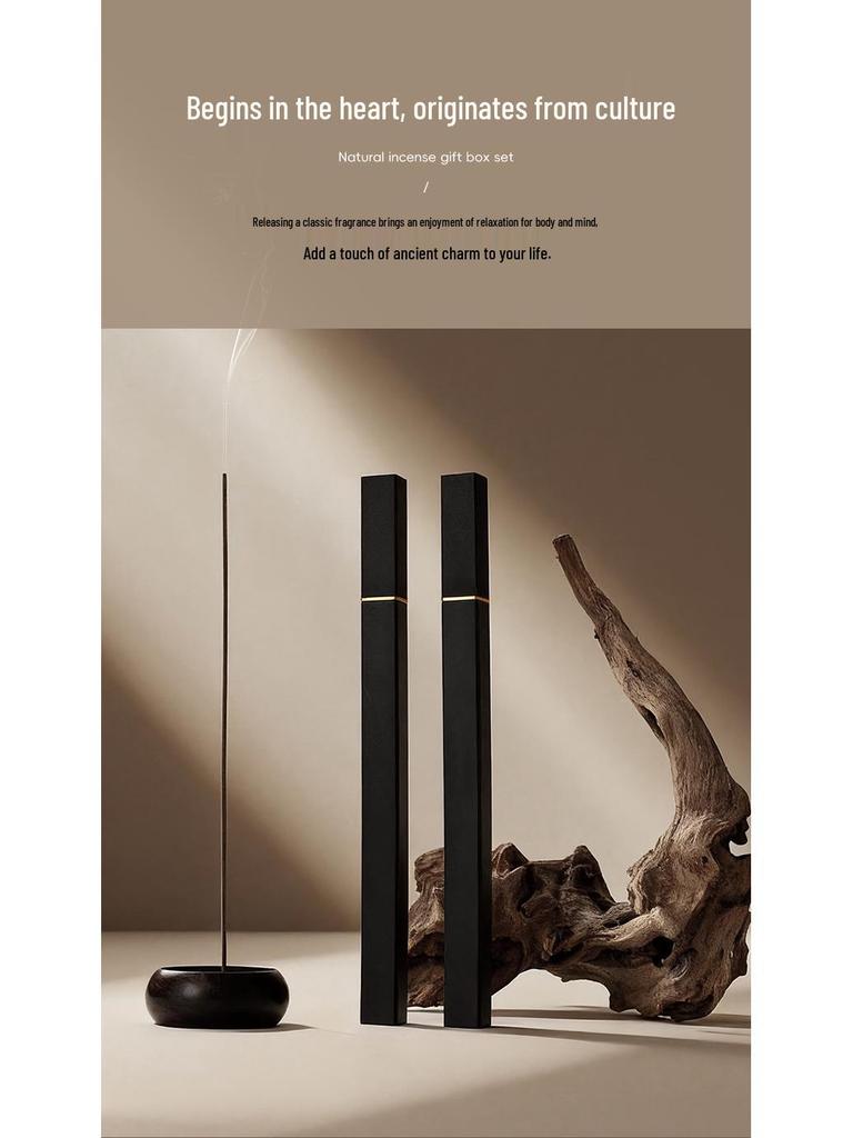 Ebony Agarwood & Sandalwood Incense Holder Gift Set for Chinese Style Aromatherapy