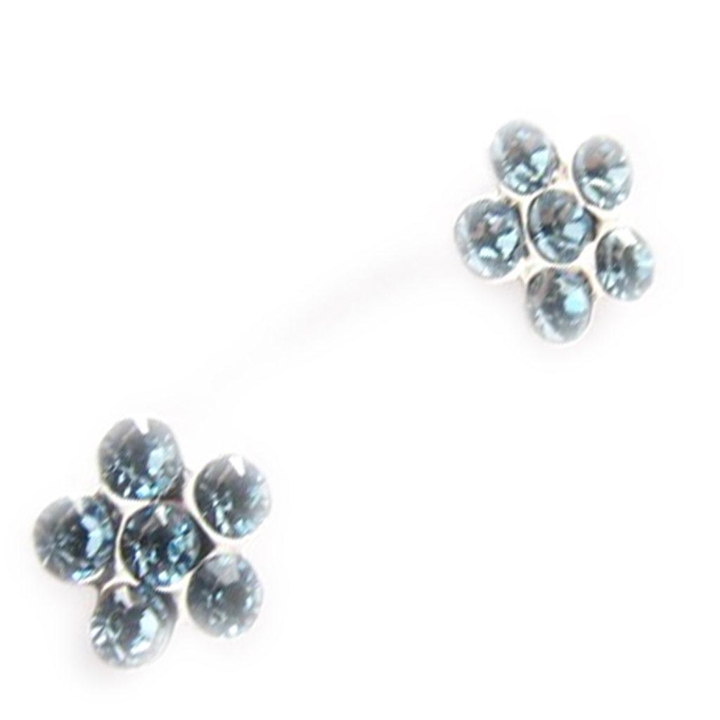 Les Trésors De Lily [J9586] - Blue 'Flora' Silver Earrings