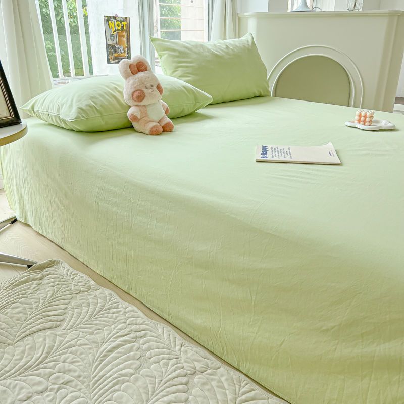 Striped Washable Bed Sheet Solid Color For Student Dormitory
