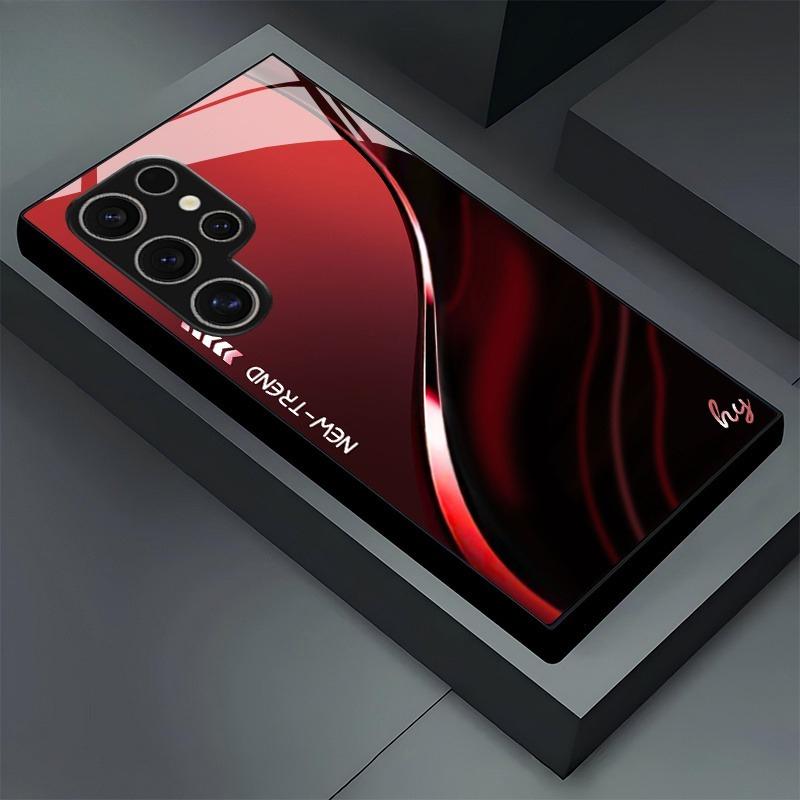 Deep Red Filum Aquae Durable PhoneCase Glass PhoneCase for Samsung Galaxy S26 S25 S24 S23 S22 FE Ultra Plus Men's Style Business