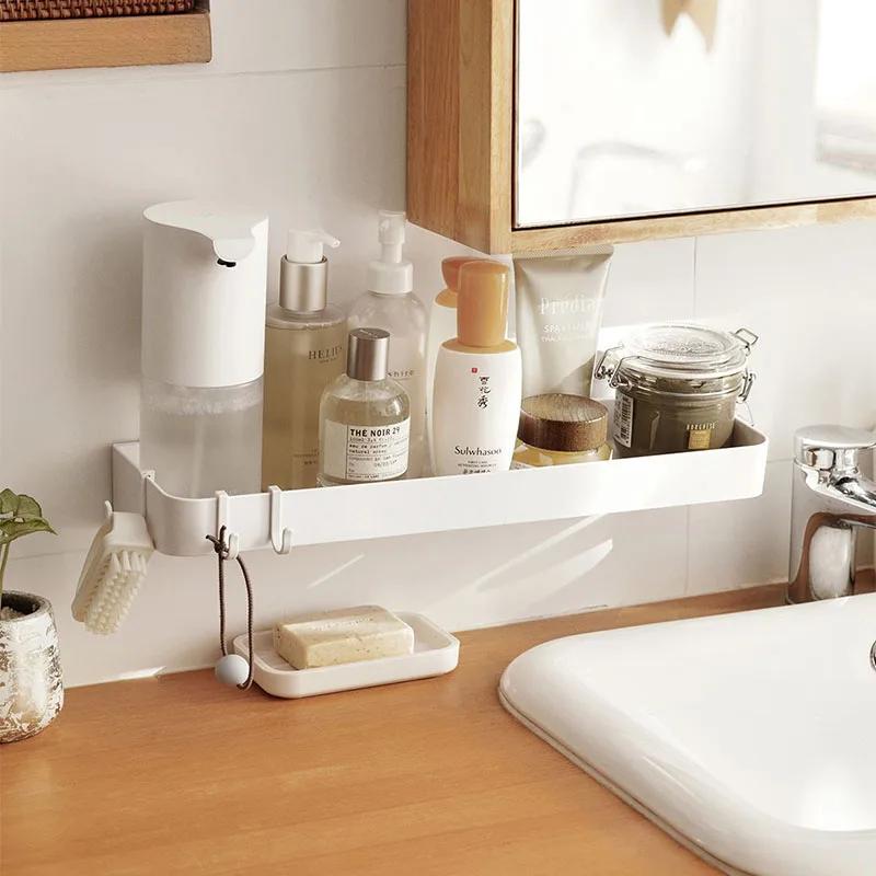 Toilet Cosmetics Shelf White Self-adhesive Bathroom Body Wash Shampoo Organization Shelves Storage Racks Storage Support Holder