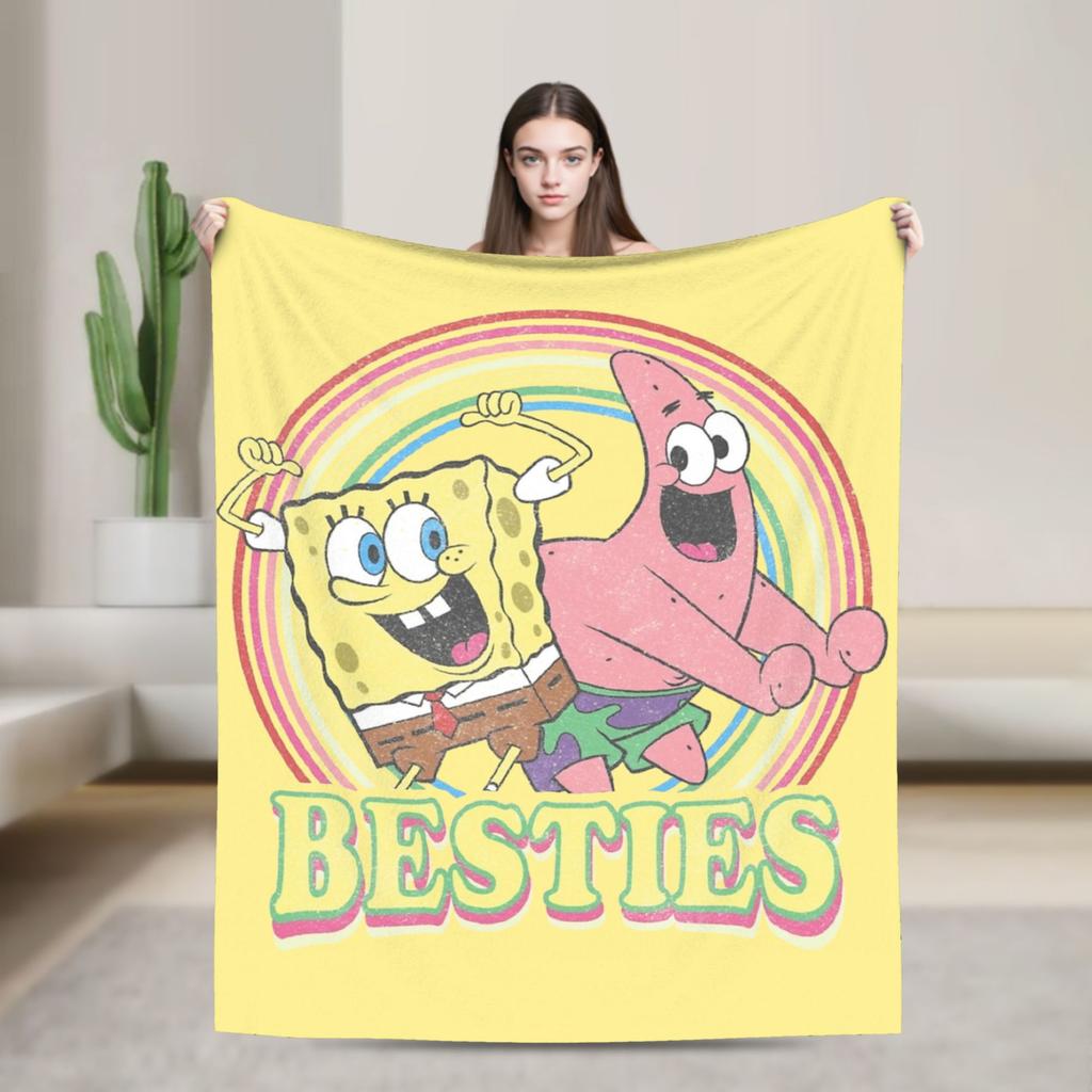 SpongeBob SquarePants Cartoon Blankets Fleece Lightweight Thin Throw Blanket for Bedroom Sofa Bed Rug