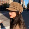Retro Suède Baret Hoed Voor Vrouwen Platte Top Nieuwsjongenspet Herfst Winter Britse Casual Opvouwbare Warme Hoed[G32]