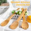 IOOLEEM Bamboo Wooden Spoons for Cooking 6 Pcs 12 Inch, Non-Stick Wooden Kitchen Utensils Set, Natural and Durable Wooden Spatula Spoons for