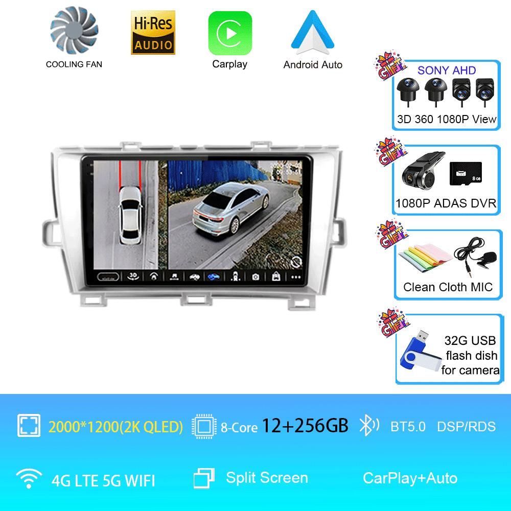 QLED DSP Car Radio Android 14 For Toyota Prius XW30 2009 - 2015 Multimedia Video Player GPS Navigation Stereo Carplay 4G WIFI BT
