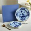 High-end Oriental Series Coffee Cup and Saucer Ceramic Mug Pink Yellow Blue Green Printed Plates Tea Cup Set Gift Box Souvenir