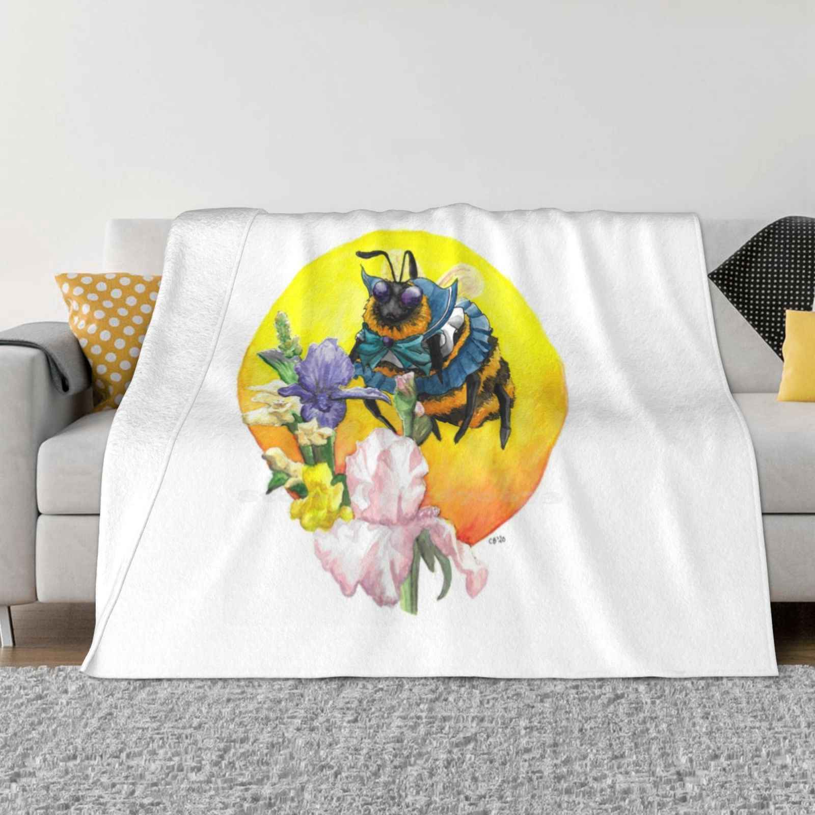 Sailor Bee Hot Sale Printing High Qiality Warm Flannel Blanket Bee Flowers Floral Insect Watercolor 30x40in