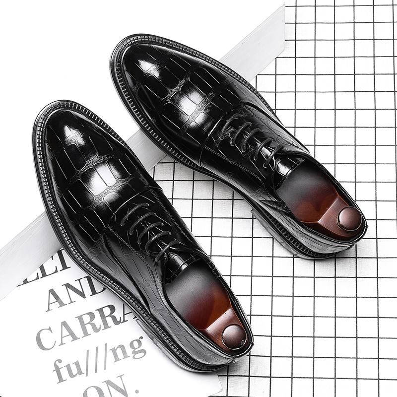 

Increase height in winter British with suit groom wedding ceremony best man black business dress casual leather shoes 38 чёрный