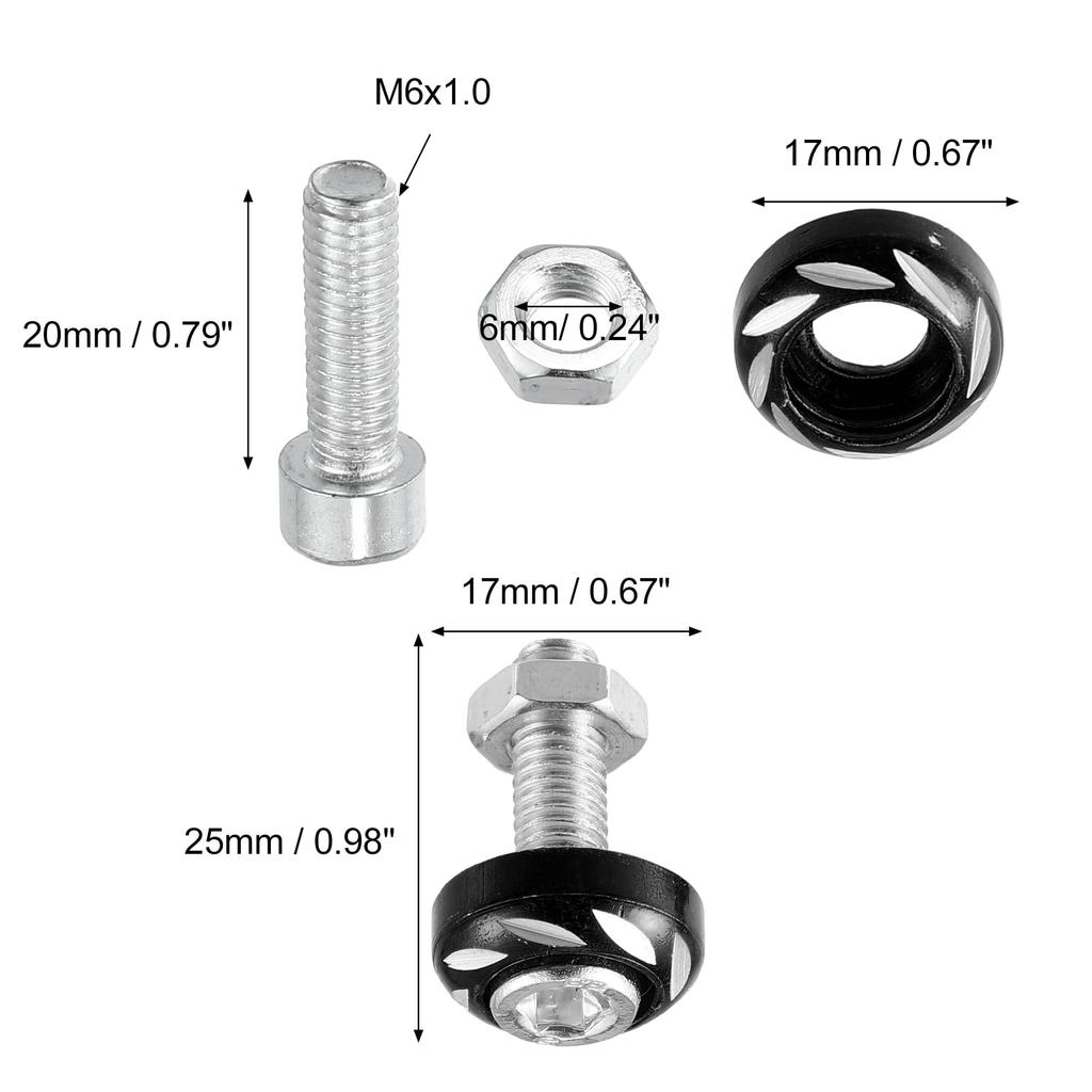 Emsoulnioi Bil Skruvmutter Bultar Rostfritt Stål Truss Huvudskruv för Bil Stänkskärm Stötfångare Auto Nitar Aluminium 20PCS Svart
