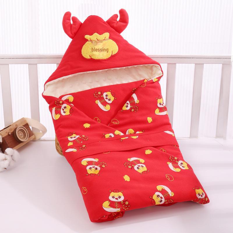 

Ковдра для новонародженого червоного кольору зміїного року, чиста бавовна, всесезонна, ідеально підходить для використання в пологовому залі 90*90cm