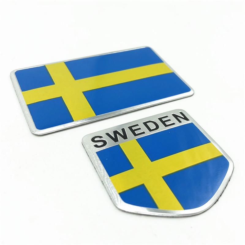 1Pc 3D Aluminum Alloy Sweden National Flag Emblem Badge Car Sticker Motorcycle Decal S60L Decoration For Volvo V70 XC60 S60 V60 V40