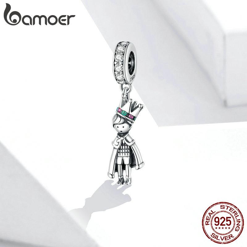 BAMOER 925 Silver Prince of the Sea Pendant Charms for Bracelet or Necklace 925 Silver Beads Bijoux DIY