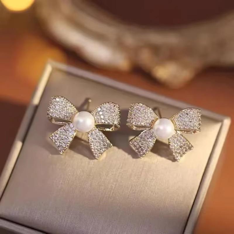 1pár Náušnice s přívěskem s lesklou mašličkou Vybrané šperky na večírek Pamětní dárek Dárky na večírek k výročí, Šperky, Niche Style, Luxur