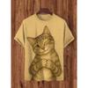Summer Men's Kitten 3D Printed Crew Neck T-Shirt