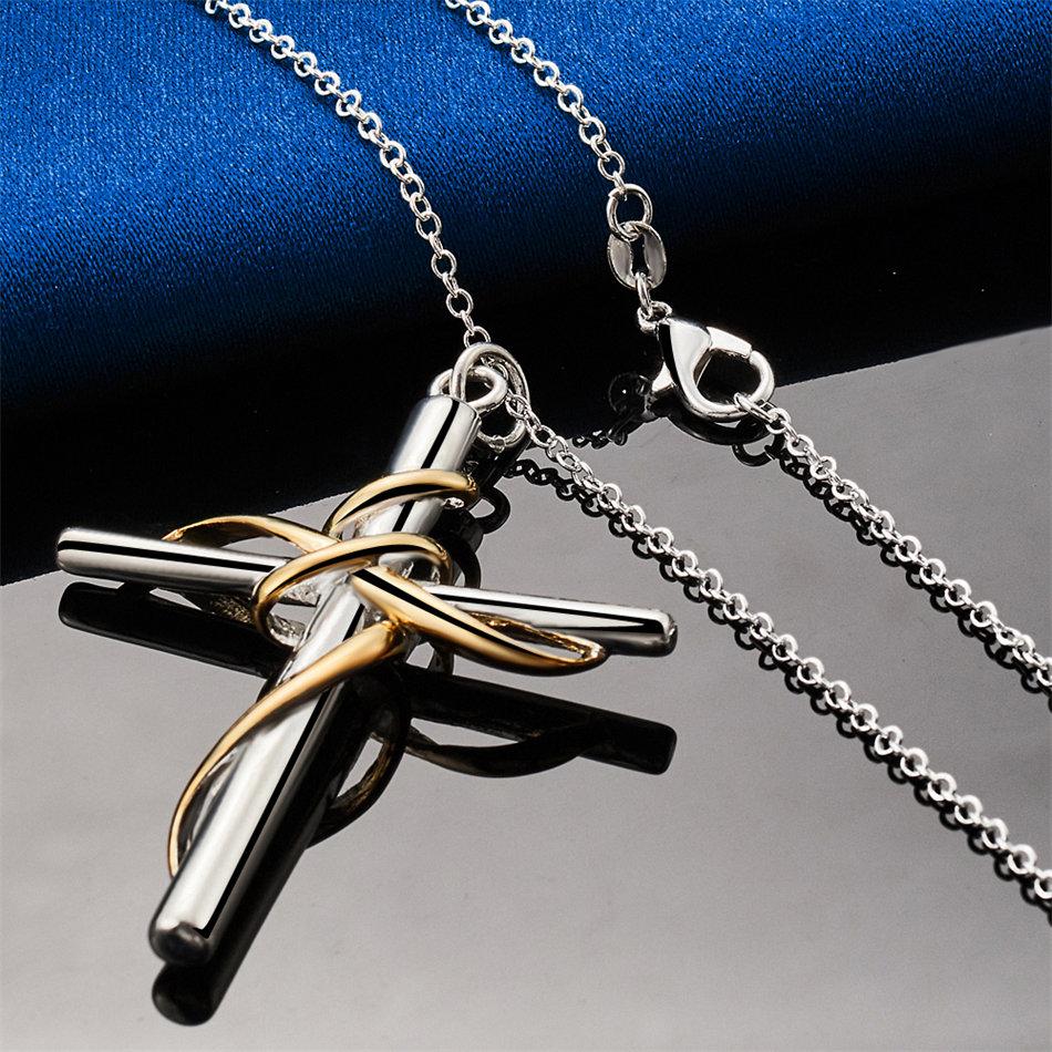 925 sterling silver 16-30 inch exquisite cross pendant necklace for men and women's wedding fashion jewelry accessories gifts