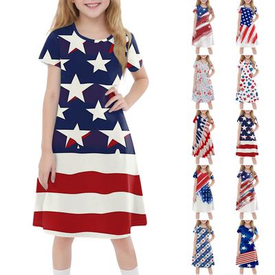 Children's Summer Short-sleeved Casual Fashion Round Neck Dress