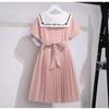 Girls' Navy Collar Sailor Dress - Summer College Style Princess Dress