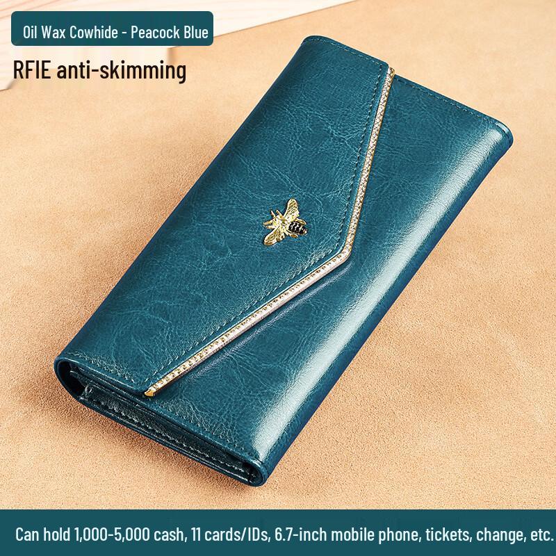 GERUOLA Women s Genuine Leather Tri-Fold Long Wallet