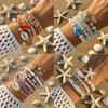 Fashionable Bohemian Acrylic Shell Starfish Beaded Rice Bead Women's Fashionable Multilayer Bracelet Set for Beach Vacation