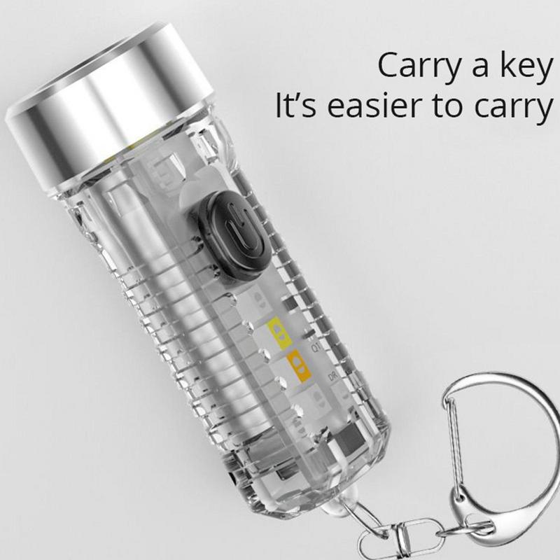 Small Led Flashlight USB Torch Light Red Blue Keychain Led Light 5 Brightnesses 3 Glows 3 Special Flash Luminous Mini Light