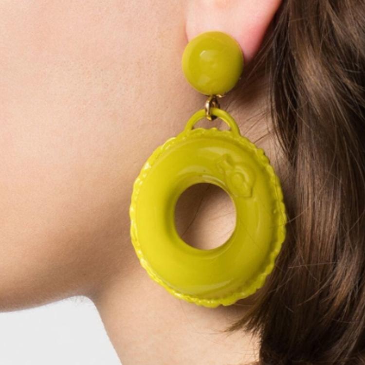 Moschino Logo Filled Effect Earrings Women Earrings Yellow A91638462