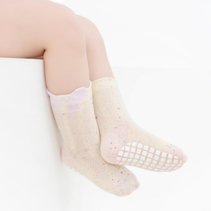 4Pairs/Set Baby Floor Socks Summer Thin Mesh Breathable Anti Slip Grip Toddler Socks Soft Cotton Newborn Kids Socks For Baby