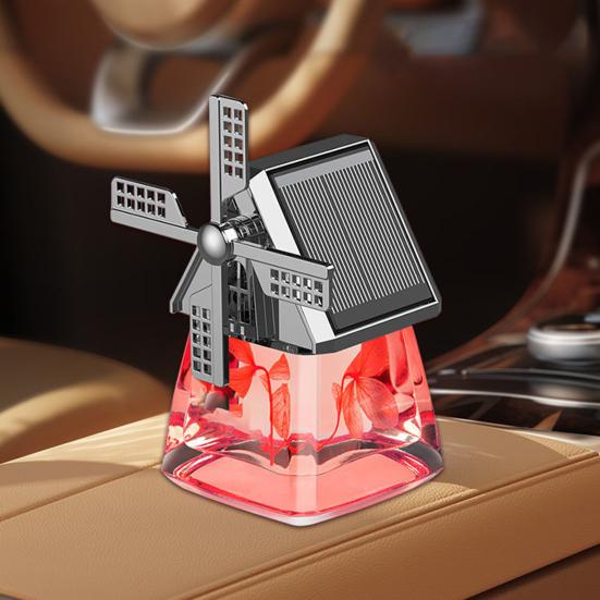 Auto Windmill Solar Car Perfume Air Freshener Aromatherapy Cute Car Energy Rotating Aromatherapy Diffuser Interior Decoration Accessories