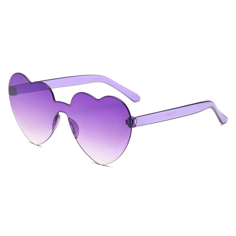

New Fashion Candy Heart Sunglasses Women Gradient Color Integrated Sun Glasses Personality Frameless Design Female