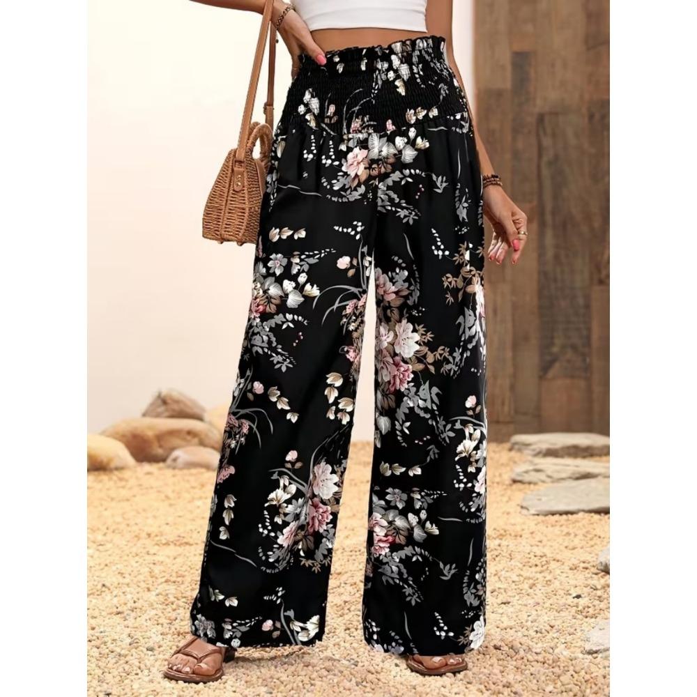 2026 New Peace & Love Graffiti Wide Leg Pants Women's Elastic Waist Casual Trousers Quick Dry Summer Beach Boho Kids Streetwear