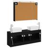 Bathroom Furniture Set 4 Pcs Black Oak Engineered Wood and Glass