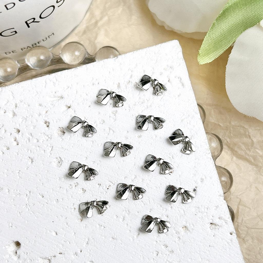 Acessórios para Nail Art Liga Mini Laço Fita Dourada Liga K Branca Decoração de Unha Simples Gravata Borboleta 3D
