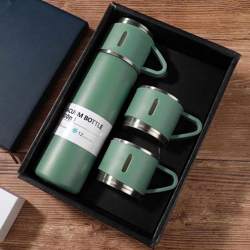 304 Stainless Steel Insulated Cup Tea Cup, One Cup with Three Lids, Business Gift Box Set, Outdoor Water Cup, Event Gift