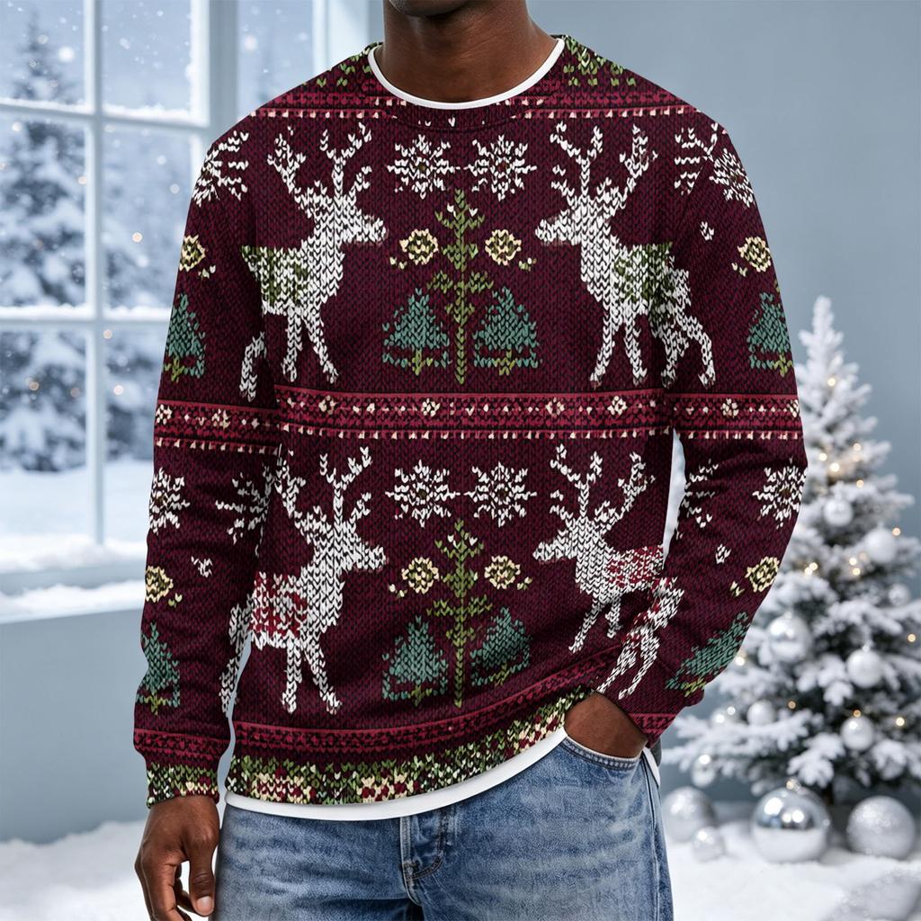 Sudadera de cuello redondo navideña para hombre