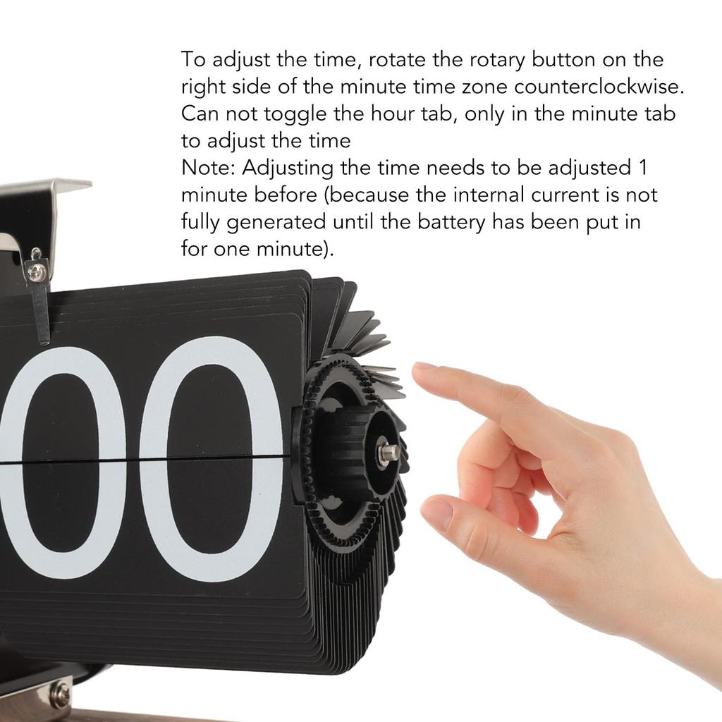 Ceas cu clapetă automat Retro Simplu Ceas de birou Picior unic Oțel inoxidabil Mecanism cu cuarț Ceas cu clapetă Bază pătrată din nuc