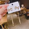 925 Silver Zircon Bow and Pearl Long Tassel Earrings - Autumn Fairy Style